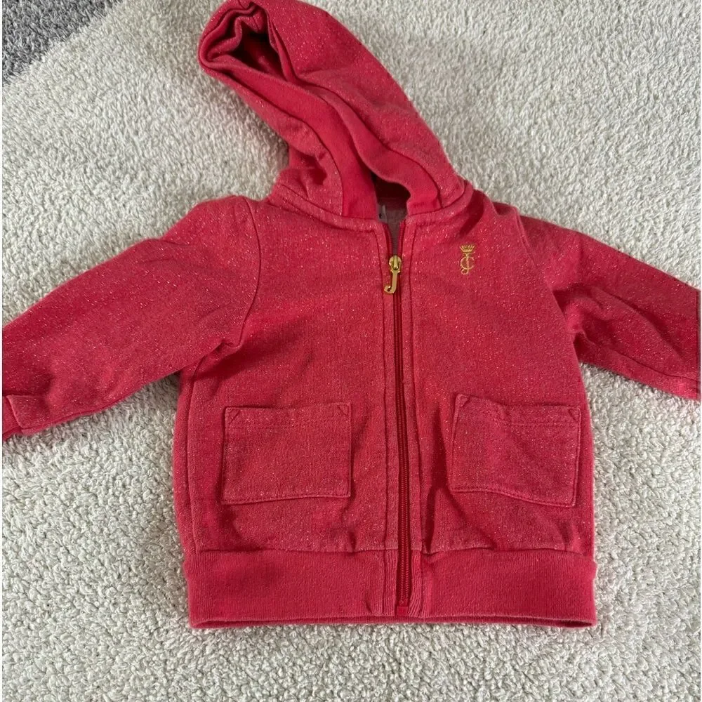 Juicy couture‎ Sweatshirt girls toddler Sz 6-12 month hoodie zip up Embroidered